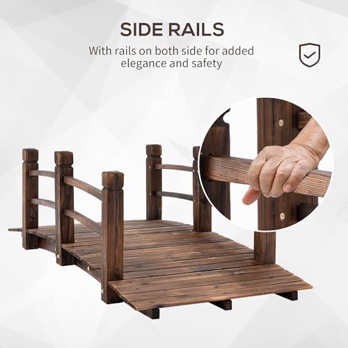 Charmma Fir Wood Garden Bridge Arc Walkway With Side Railings For Backyards thumb #2