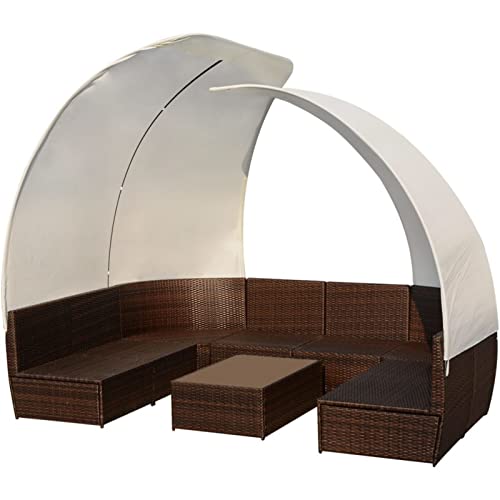 Chenshu 9-TLG. Garten-Lounge-Set mit Sonnendächern, Terassenmöbel Wetterfest, Loungemöbel Terrasse, Garten Sitzgruppe… – Bild 6
