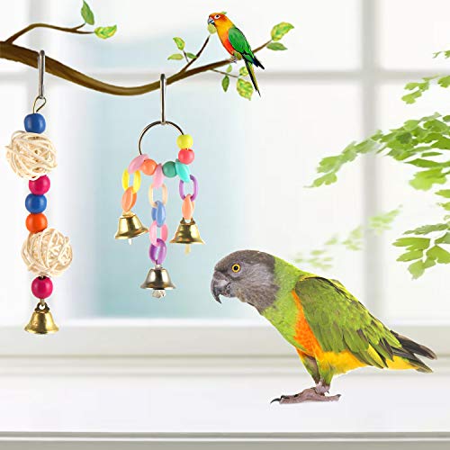 Genenic 15 Packs Bird Parrot Toys, Bird Toys Parrot Swing Toys, Hammock Chewing Hanging Bell Pet Birds Cage Toys for Small Parakeets Cockatiels, Conures, Macaws, Parrots, Love Birds, Finches