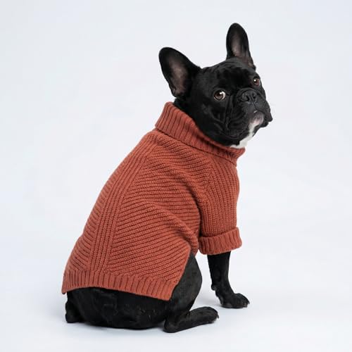 Image of Fitwarm Thermal Knitted Dog Sweater Doggy Winter Coat Pet Clothes Doggie Turtleneck Jacket Puppy Outfits Cat Sweatsuit Red Large