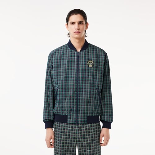 Image of Lacoste Men's Plaid Bomber Jacket W /Croc Badge