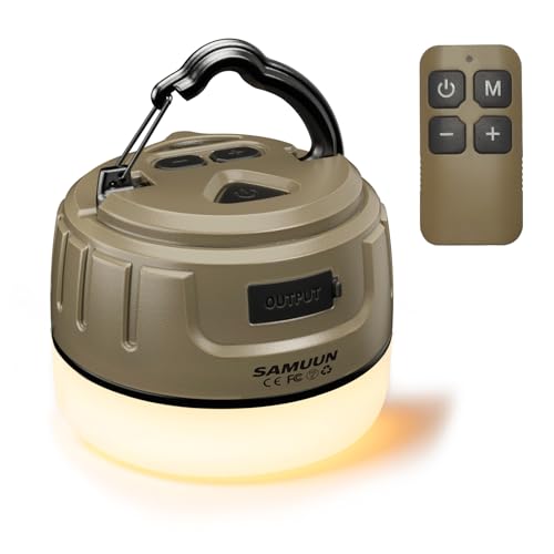 SAMUUN ランタン LEDランタン リモコン付き ナイトライト キャンプランタン 小型 USB-C充電式 IPX5防水 光色/輝度記憶 マグネット内蔵 4色切替 無段階調光 5200mAh 実用点灯8-250時間 ソロキャンプ アウトドア 車中泊 夜釣り 防災グッズ 停電 緊急 非常用
