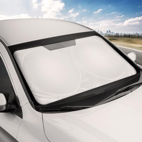 Image of Motor Trend Foldable Car Sun Shade with Storage Bag, Collapsible Sun Visor for Windshield (X-Large, 74 x 37 inches)