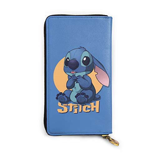 Preisvergleich Produktbild Stitch Geldbörse mit Reißverschluss, Leder, Visitenkartenhalter, Aufbewahrungstasche, Kartenhalter, Organizer, Clutch, großes Fassungsvermögen für Männer und Frauen
