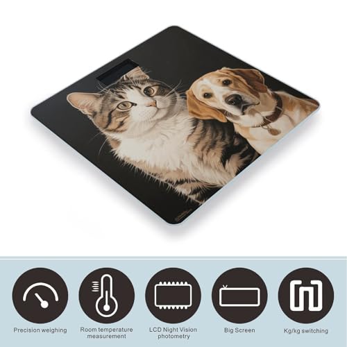 Báscula digital para baño con diseño de gato y perro miniatura 3