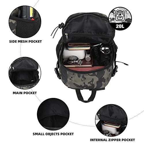 Explokit Small Tactical Backpack 10L 20L 30L Military Rucksack Water Repellent Molle Student School Daypack for Trekking Travelling Hiking Camping (#20L-Camo Black) - Image 4