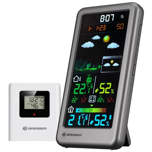 Station météo sans fil Bresser argent avec capteur extérieur thermo-hygro