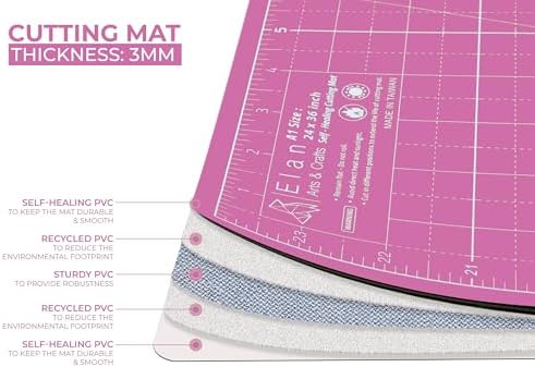 Elan Cutting Mat A4 Pink & Purple, Self Healing Cutting Mat 9x12 Inch, 5-Ply Craft Board Pink, Hobby Board for Crafts 9x12 Inch - 2