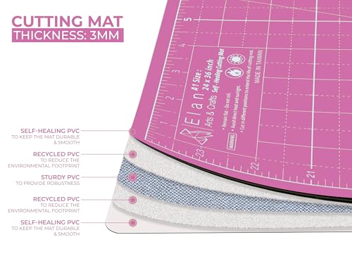 Elan Cutting Mat 36x60 Pink & Purple, Extra Large Self Healing Cutting Mat 36 x 60 Inch, 5-Ply Craft Board Pink, Hobby Board for Sewing and Quilting by Elan - Image 3