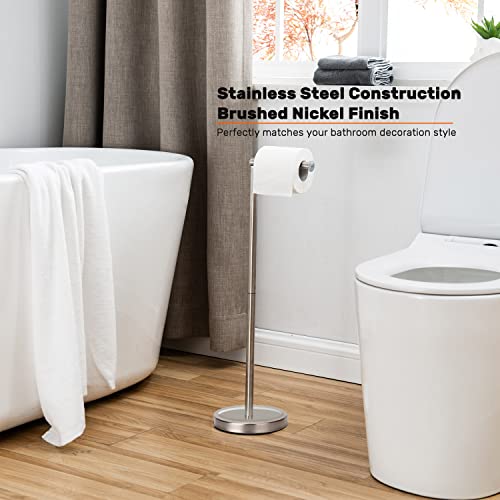 Toilet Paper Holder Stand Bathroom Toilet Paper Storage For 4 Paper Rolls With Heavy Base, Free Standing Toilet Paper Roll Holder (Brushed Nickel) #TOP2