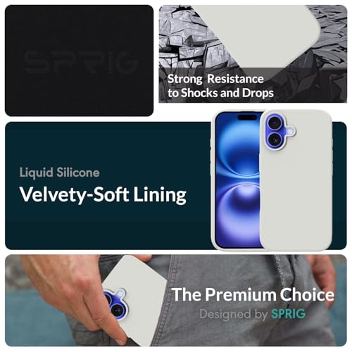 Image of SPRIG Compatible with iPhone 16 Premium SilkMag (Liquid Silicone Magnetic) Back Cover Drop Tested Shock Proof Mobile Case for Men, Women, Boys and Girls with Camera Protection (Light Grey)