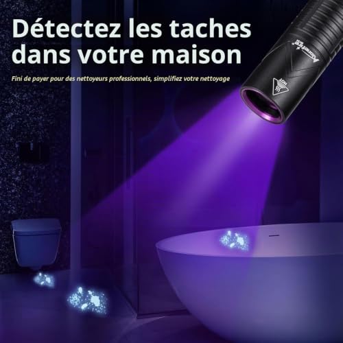Alonefire SV134 Lampe Torche UV LED 365nm Petit USB C Rechargeable Mini Lampe Ultraviolet Lumiere Noire Détecteur D'urine pour Fluoresceine, Scorpion, Minéraux, Ambre avec Batterie Intégrée – vue 4