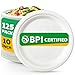 Joyborn 100% Compostable Paper Plates, 10 Inch, 125 Count, Biodegradable Bagasse Plates, Heavy Duty Disposable Plates Bulk for Party | Microwave-Safe | Soak-Resistant, Cut Resistant 1