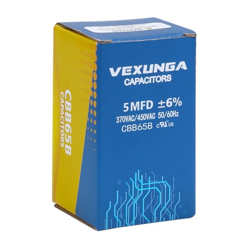 image for VEXUNGA 5uF 5 MFD 370VAC 440VAC 450VAC 50/60Hz CBB65B Round Run Start 