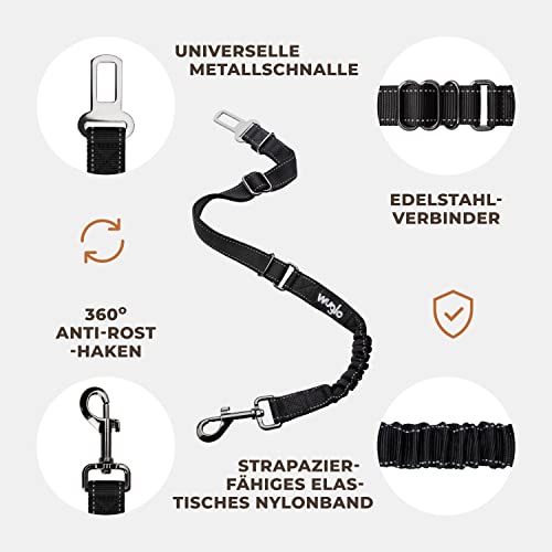 Elastisches Band des Wuglo Gurts dehnt sich bei Bremsstößen - Detailansicht von 38-95cm Wuglo Hundegurt Auto Deal –...