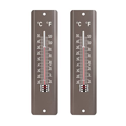 Gardtech 2 Pack Vertical Thermometer, Indoor Outdoor Steel Temperature Gauge Meter, Digital Temperature Monitor with Double Scale, for Patio, Garden or Nursery Area - 7.8 Inch (Grey) Gardtech 2 Pack Vertical Thermometer, Indoor Outdoor Steel Temperature Gauge Meter, Digital Temperature Monitor with Double Scale, for Patio, Garden or Nursery Area - 7.8 Inch (Grey)