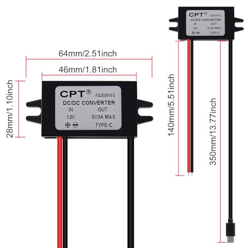 Image of USB C Converter Waterproof 12V /24V to 5V Converter DC-DC Type-C Step Down Module 3A Power Adapter Voltage Regulator Car Power Converter Adapter