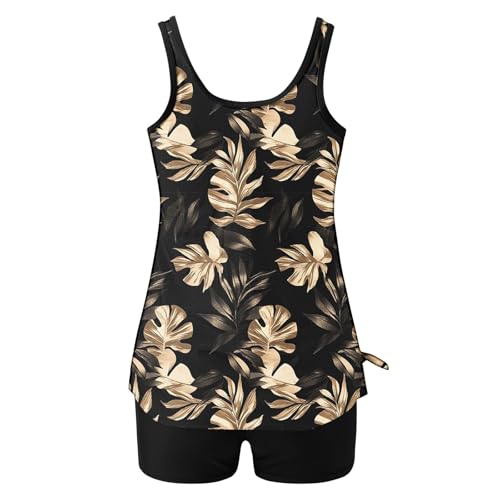 Lastesso Womens Tankini Bathing Suits Trendy Blouson Swim Tank Top with Shorts Fashion Vacation Print Summer Bathing Suits4