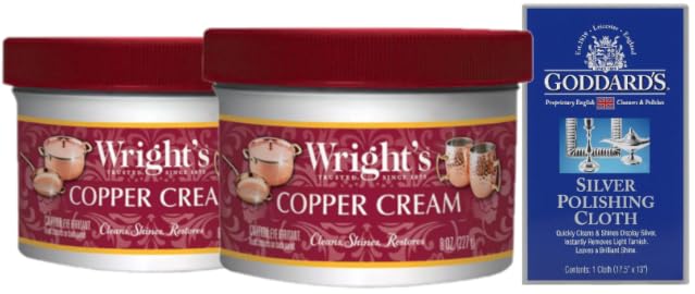 Edge by Body CodeWright's Copper and Brass Cream Cleaner and Polishing Cloth | (2) 8 Ounce Container & (1) Polishing Cloth | Gently Cleans and Removes Tarnish without Scratching!
