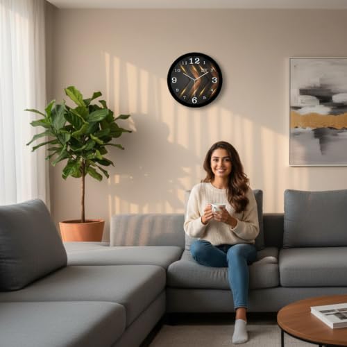 Image of Devansh Crafts Clock Decorative Designer and Stylish Glass Analog Wall Clock Suitalbe for Living Room Hall Bedroom, Office (Modern Chevron Pattern)