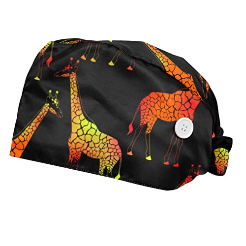 Casquettes de travail ajustables JDEZ avec motif de girafes pour de longues heures en cuisine