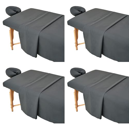 4 Sets Extra Thick Massage Table Sheets Sets Soft Premium Microfiber 3 Piece Set Massage Sheet Set for Salon Spa Bed Include Fitted Covers Flat Sheets Face Cradle Cover