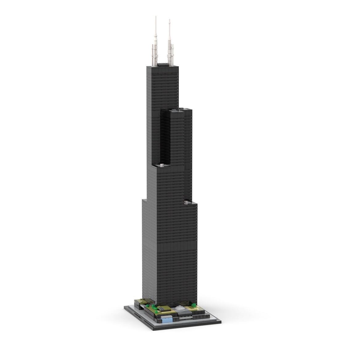 PuzlGemytria Architecture Willis Tower Street Landmark Buildings, 1:800 Modular House Set, 2845 Pieces Street View Bricks for Adults, Authored by