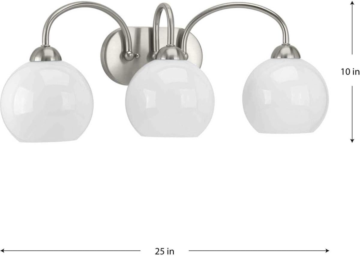 Progress Lighting P300086-009 Carisa Three-Light Bath, Brushed Nickel