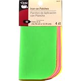 Dritz 5 by 5-Inch Iron on Poplin Patches, 4-Pack, Assorted Neon