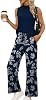 Conjunto de dos piezas para mujer, outfit de primavera verano, viaje, playa, vacaciones, cuello alto, pantalón de pierna ancha 4