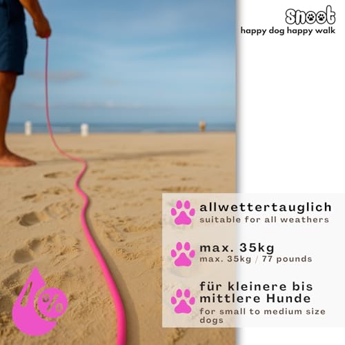 5m Schleppleine Hunde, Wasserfeste Hundeleine Rundleine ohne Schlaufe, Sichere Freilauf-Trainingsleine pink, bis 35kg
