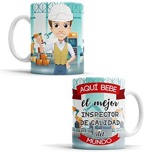 OyC Original y Creativo Taza para Inspector de Calidad - Taza Aquí Bebe el Mejor Inspector de Calidad del Mundo - Taza con Frase y Dibujo (Inspector de Calidad)