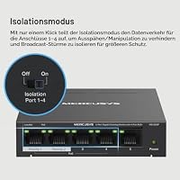 Mercusys MS105GP PoE Switch 5-Port Gigabit LAN Switch mit 4 PoE+ Ports (65 Watt, IEEE-802.3af/at PoE, lüfterlos, Plug-and-Play, Robustes Metallgehäuse) (Packung mit 2) – Ansicht 4