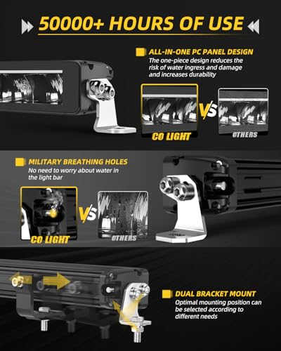 CO LIGHT 32 Inch LED Light Bar, 12/24v Light Bar with Amber/White DRL, Single Row Driving Work Lamp for Car Off Road Tractors 4x4 Vehicles Truck, Super Bright 120W 24000LM IP68 Waterproof - Image 4