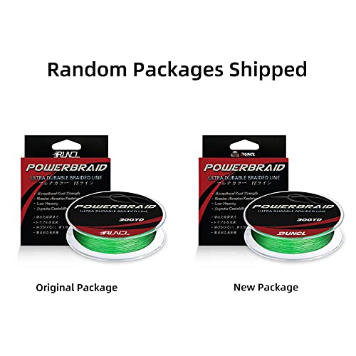 Runcl Powerbraid Braided Fishing Line, Ultra Durable Braided Line 4 Strands - Seamless Weaving Tech, Enhanced Coating Tech, Zero Stretch, High Sensitivity (Hi-Vis Green, 300Yds, 30Lb(13.6Kgs)) #TOP2