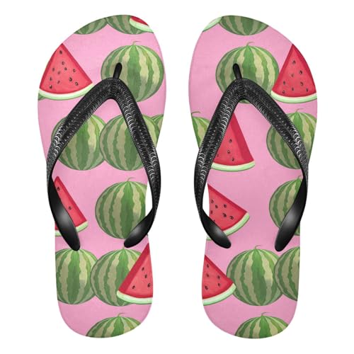 Watermelon Fruit Pink Flip Flops for Beach Thong Sandals Anti-slip Lightweight Shower Shoes for Summer Outdoor Travel