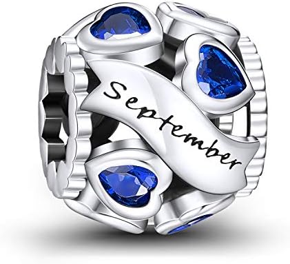 NINGAN September Birthstone Charms 925 Sterling Silver Love Heart Openwork Bead for Charm Bracelets and Necklaces with 5A Cubic Zirconia, Birthday Mothers Day Jewelry Gifts Women Girls