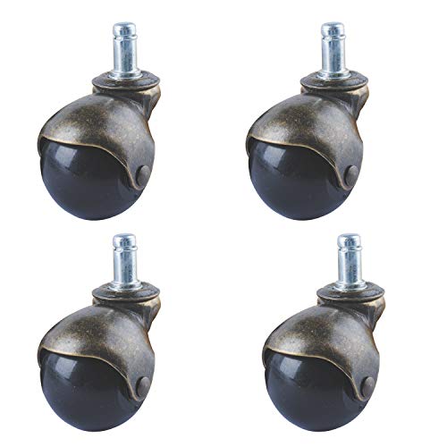 Antique Caster Wheels for Furniture 2'' Brass Ball with Stem Socket by