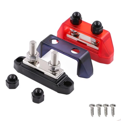 Gloaso Binario da 12 V-48 V DC, 250 A, busbar con doppio bullone M8, morsettiera batteria, corrente di messa a terra, blocco di distribuzione di corrente, 250 Amp Bus Bars per auto, barche solari