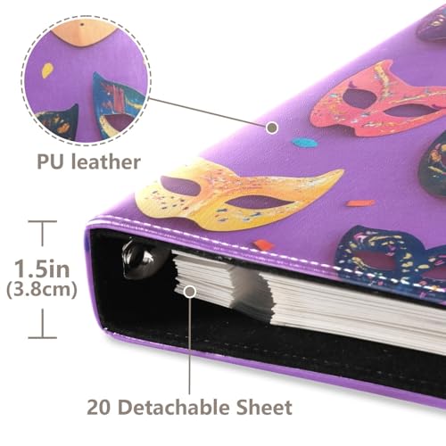 Álbum de fotos adhesivo DIY Scrapbook con máscara de Carnaval Mardi Gras, encuadernador de anillas de 3 anillos, 40 páginas de 8x10 para recuerdos miniatura 4