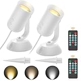 Olafus 2 Pack Dimmable Spotlights Indoor, LED Uplighting with Timer and Remote, 5W LED Up Lights, Floor Spotlight for Pictures Artwork Plant, Plug in Spotlight with 6.56 FT Cord White