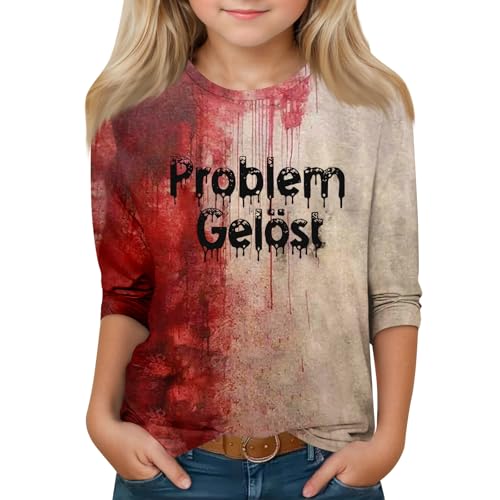 Halloween Shirts for Teens Girls Bloody 3/4 Sleeve Fall Cute Shirts Loose I'm Ok Tops Funny 3/4 Length Sleeve Clothes