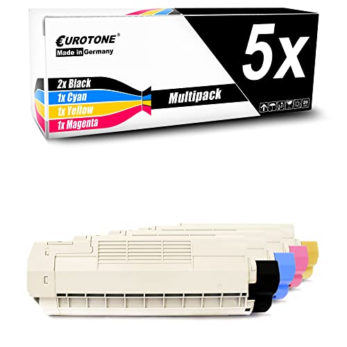 Eurotone 5 cartuchos de tóner compatibles como repuesto para Oki C5650 C5750, sustituye a 43872305   43865708