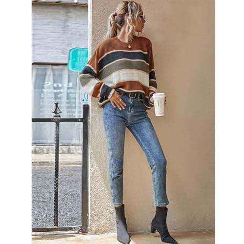 Fall Layering Sweater, Statement Colorblock Style for Crisp Days, Women Crewneck Knit Light Sweaters Casual Outfits2