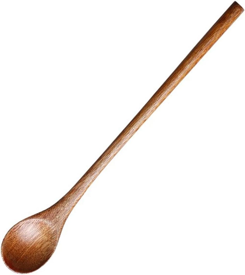 Soup Spoon Coffee Long Handle Stirring Lengthened Dessert Household Wooden Ladle(1)