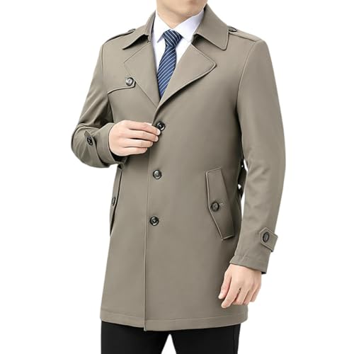 Trench décontracté pour homme manteau kaki idéal contre le vent frais d'automne