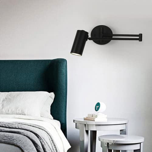 Image of Swing Arm Wall Sconce Adjustable Wall Mount Reading Light Headboard Lamp, Modern Hardwired Sconces GU10 Wall Swivel Spot Lights for Bedroom Bedside Living Room Study