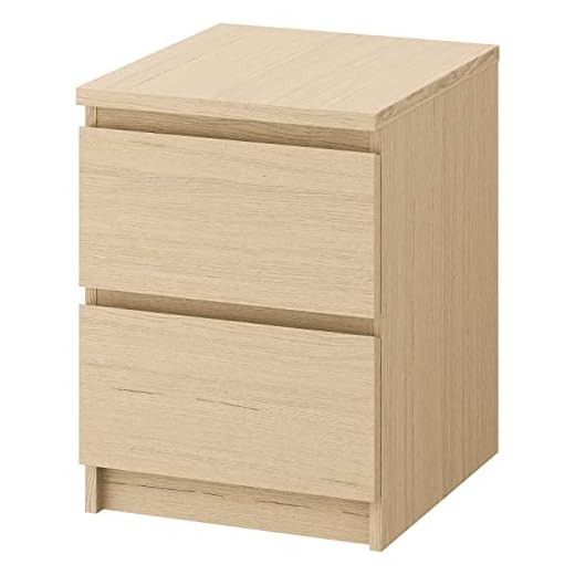 Ikea Malm Byrå med 2 lådor vit fläckad ekfaner 101.786.01