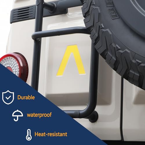 Image of Car Trunk Door Inverted Letter A Sticker Compatible with Ineos Grenadier 2020-2024 Trunk Door Decorative Stickers Tailgate Side V-Shaped Stickers Accessories (Yellow)