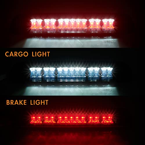 Image of Third 3rd Brake Light, LED High Mount Stop Light Replacement for 2000 2001 2002 2003 2004 2005 2006 Toyota Tundra, Rear Center Cab Roof Tail Cargo Lamp, Smoke lens